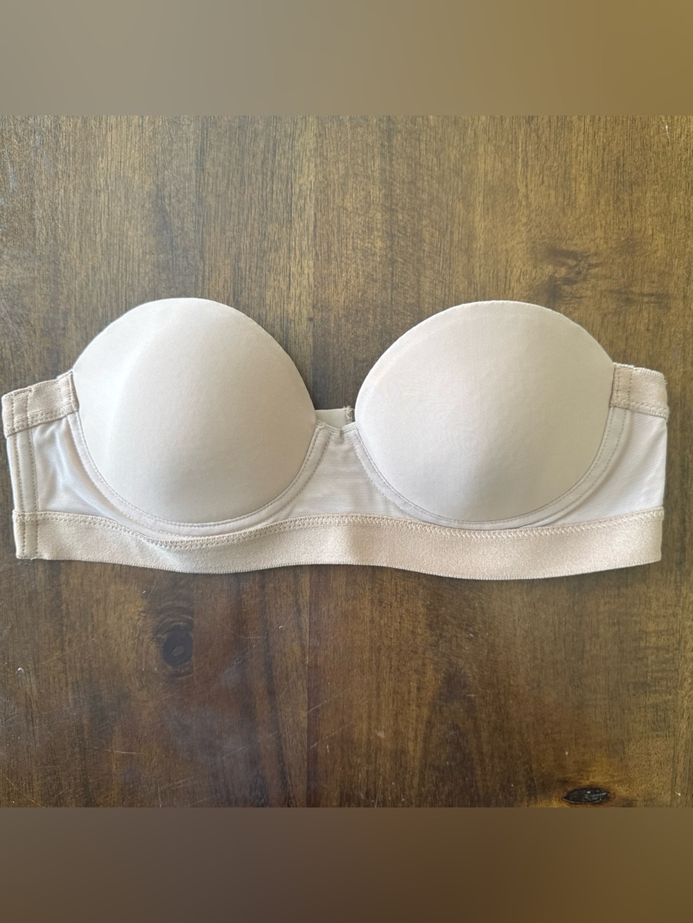Pepper MVP Tan Beige Strapless Bra 34A Lightly Lined Underwire
